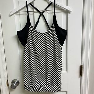 ATHLETA Slash Stripe BLOUSY TANKINI Top 36 D/DD
